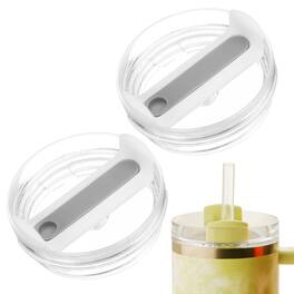 Unique Bargains - 2pcs 40oz Travel Tumbler Lid Replacement for Stanley Cup, Spill Proof Splash Resistant (Transparent) - White/Gray