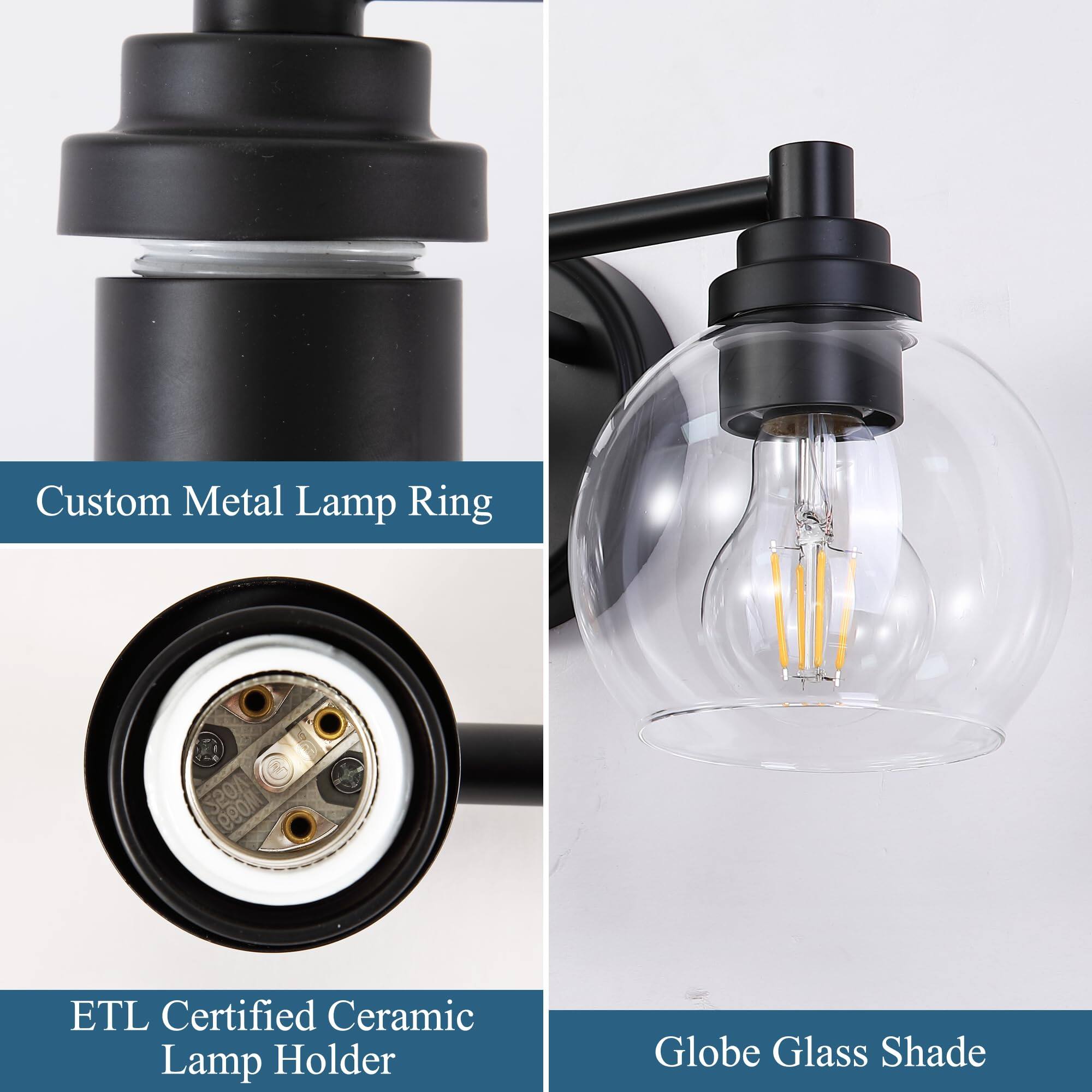 Custom Metal Lamp Ring

ETL Certified Ceramic Lamp Holder

Globe Glass Shade
