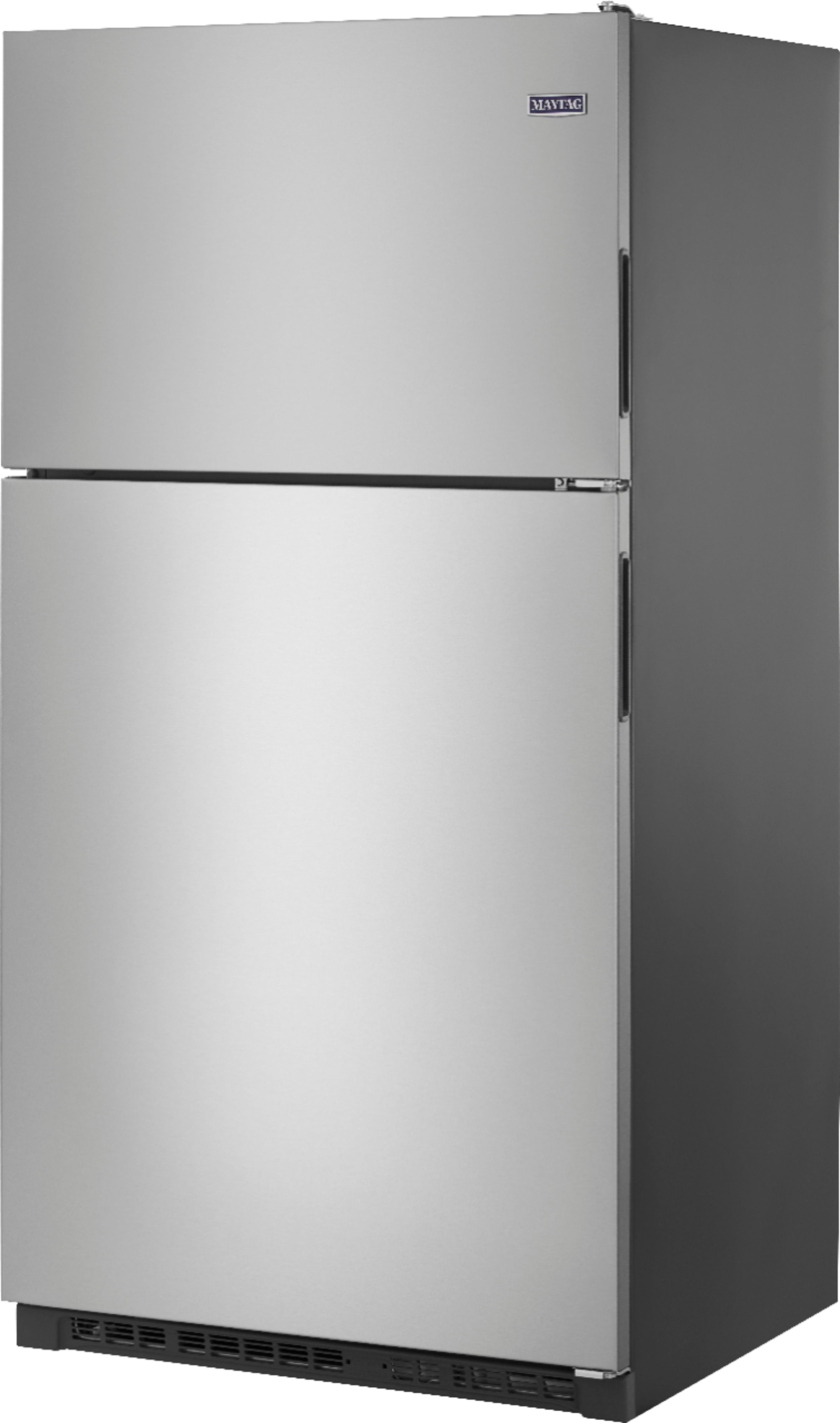 Left View: Maytag - 20.5 Cu. Ft. Top-Freezer Refrigerator - Stainless steel