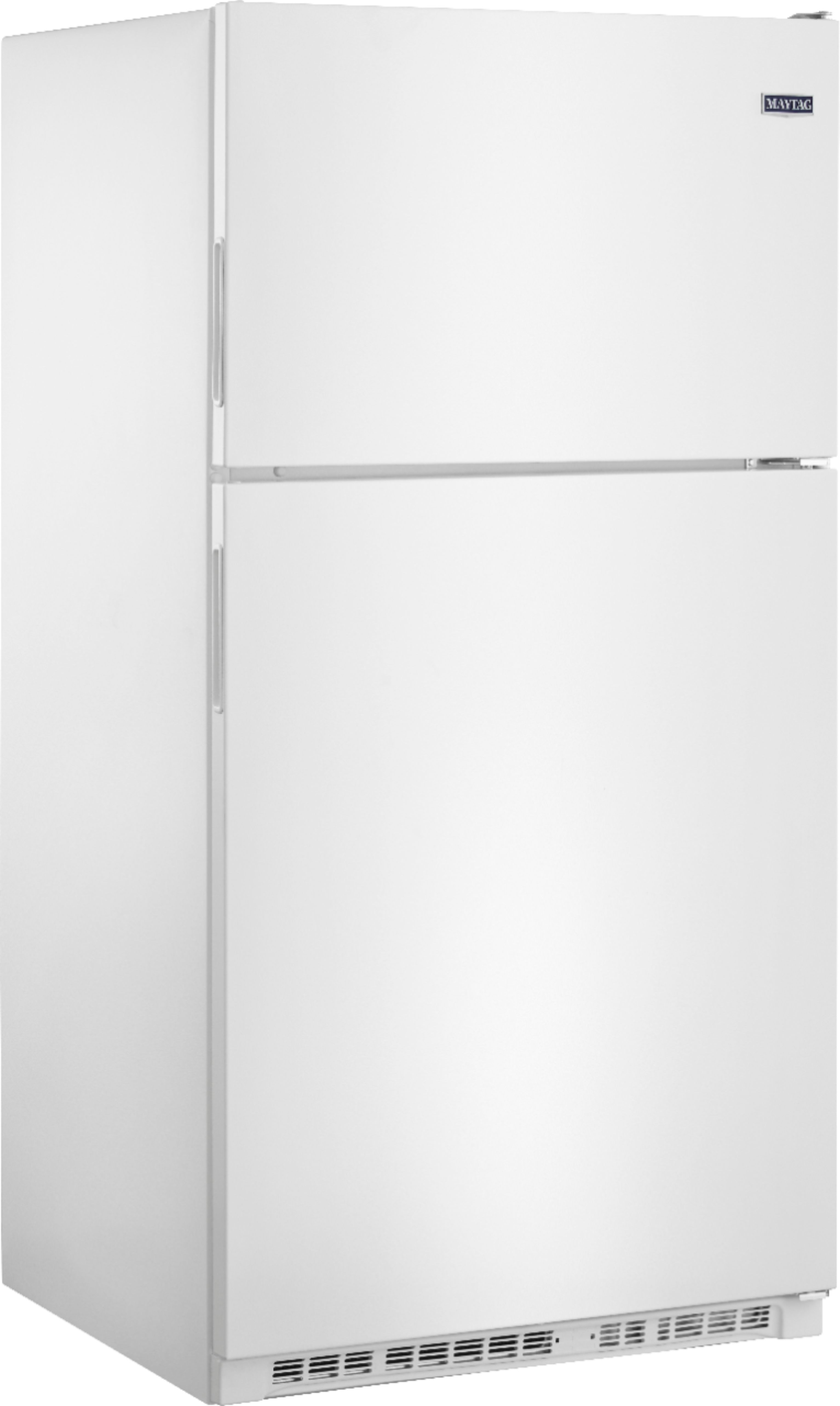 Angle View: Maytag - 20.5 Cu. Ft. Top-Freezer Refrigerator - Monochromatic stainless steel