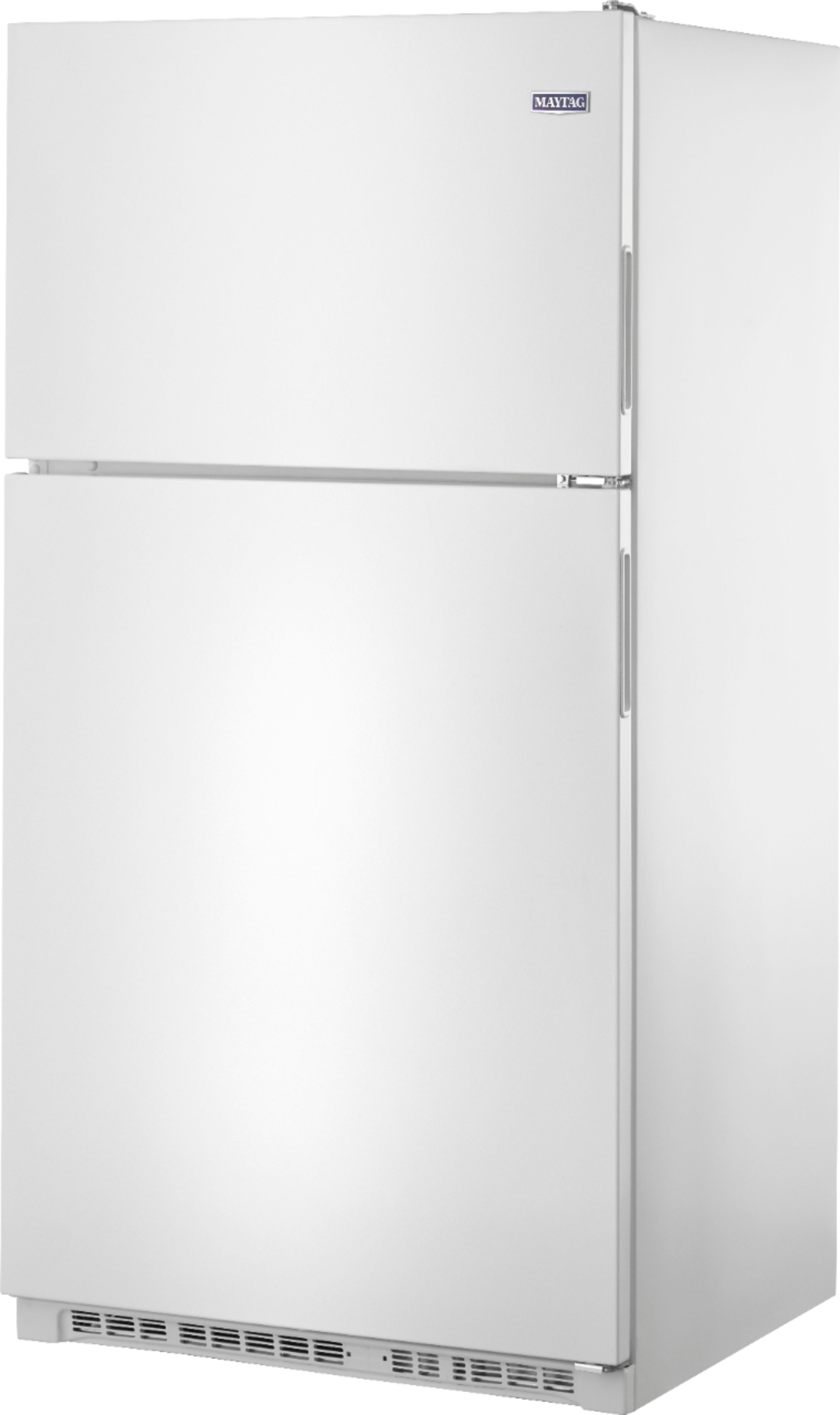 Left View: Maytag - 20.5 Cu. Ft. Top-Freezer Refrigerator - Monochromatic stainless steel