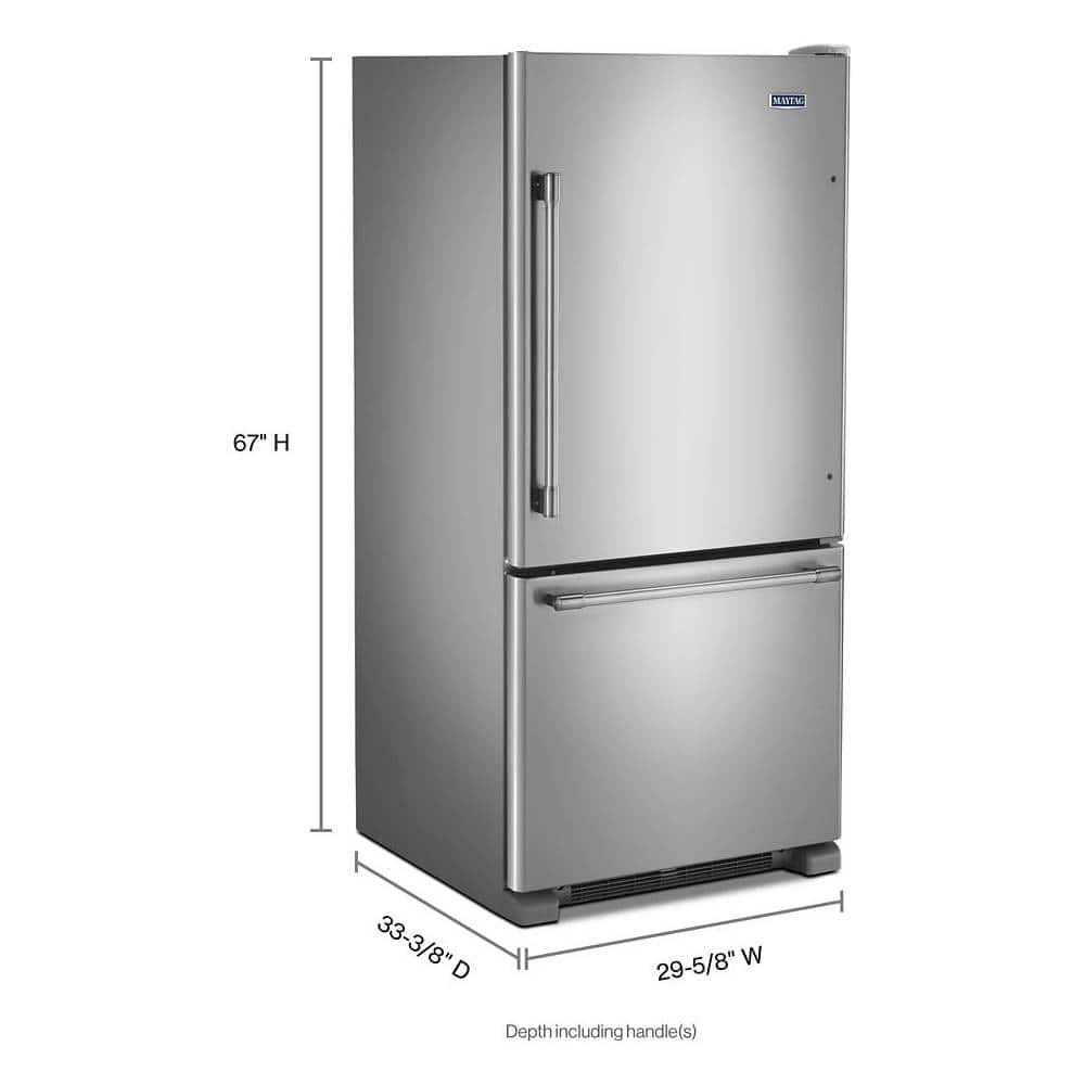 Alt View 15. Maytag - 19 Cu. Ft. Bottom-Freezer Refrigerator with Humidity-Controlled FreshLock Crispers - Stainless Steel.