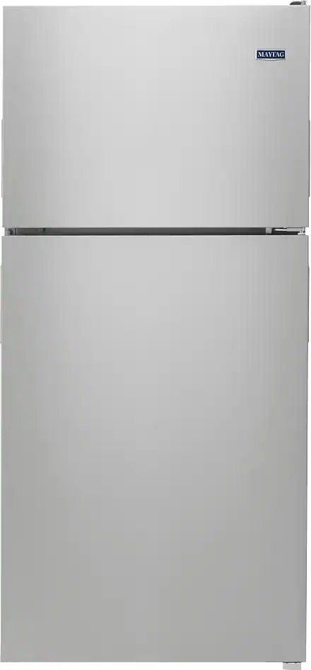 Front. Maytag - 18.1 Cu. Ft. Top-Freezer Refrigerator - Fingerprint Resistant Stainless Steel.