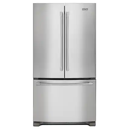 Front. Maytag - 20 cu. ft. French Door Refrigerator with PowerCold Feature - Stainless Steel.