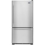 Front. Maytag - 22 Cu. Ft. Bottom-Freezer Refrigerator with Humidity-Controlled FreshLock Crispers - Stainless Steel.