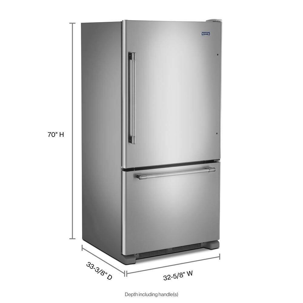 Alt View 15. Maytag - 22 Cu. Ft. Bottom-Freezer Refrigerator with Humidity-Controlled FreshLock Crispers - Stainless Steel.