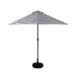 WestinTrends - Lanai 9 ft. Aluminum Half Market Crank Lift Patio Umbrella with Base - Black/White