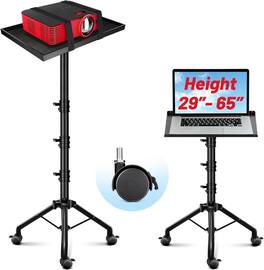 FINEAK - 29-65in Adjustable Projector Tripod Stand with Casters - Portable for Laptop and DJ Equipment - Black