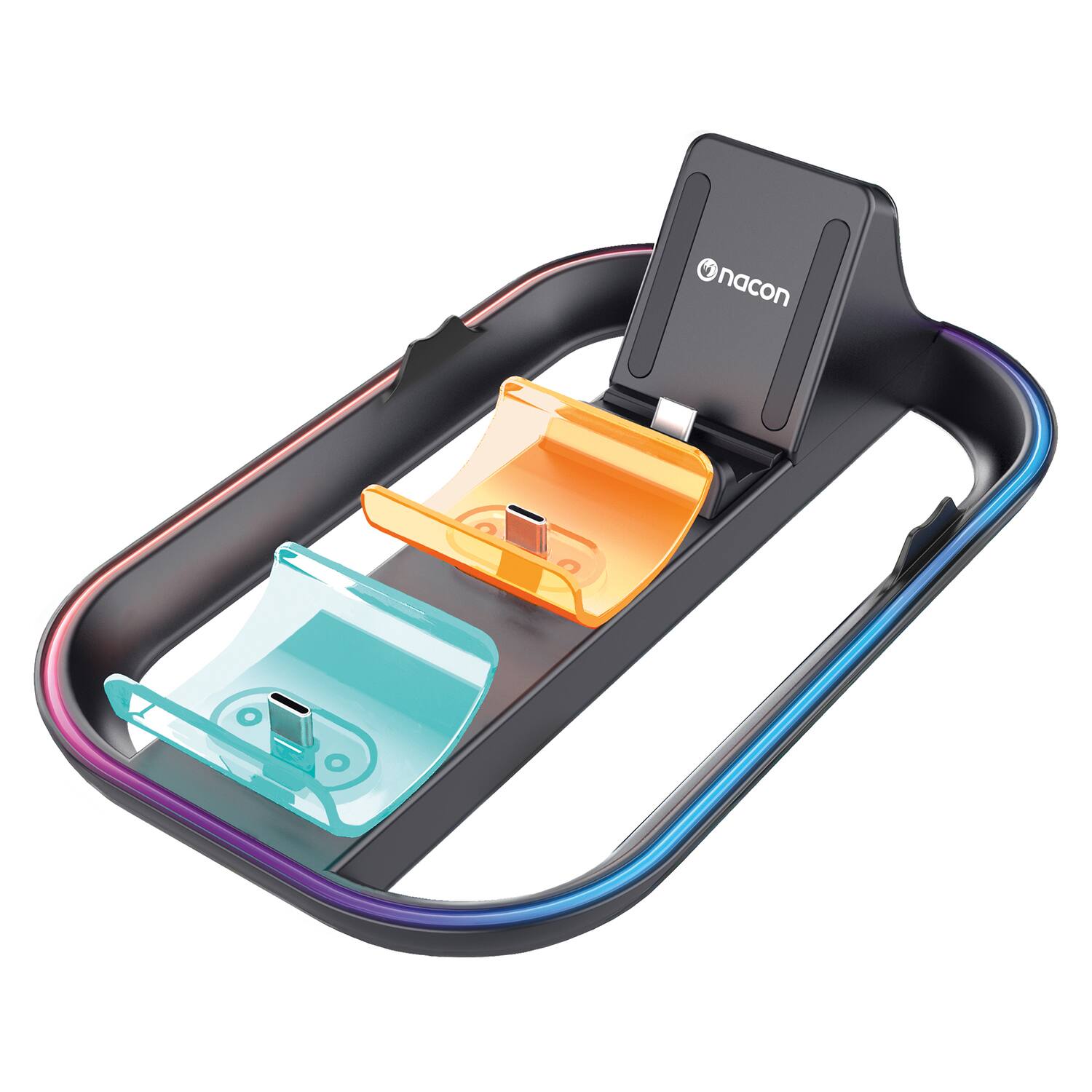 Front. Nacon - TriDock RGB Charger Nintendo Switch 2 - Black.