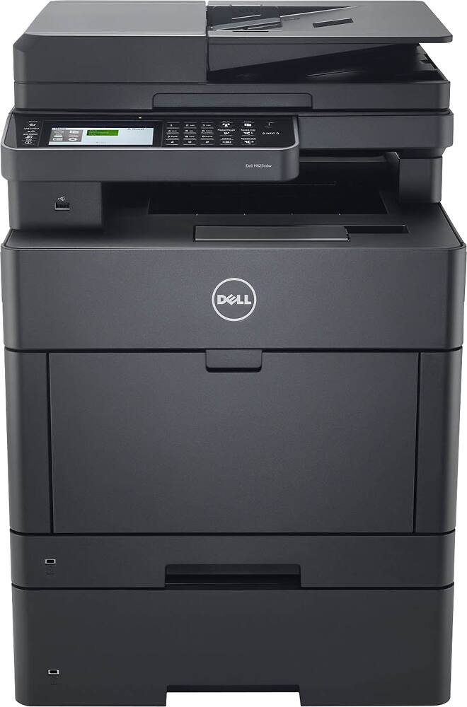 Front. Dell - Color Smart H625CDW Wireless Color All-In-One Printer - Black.