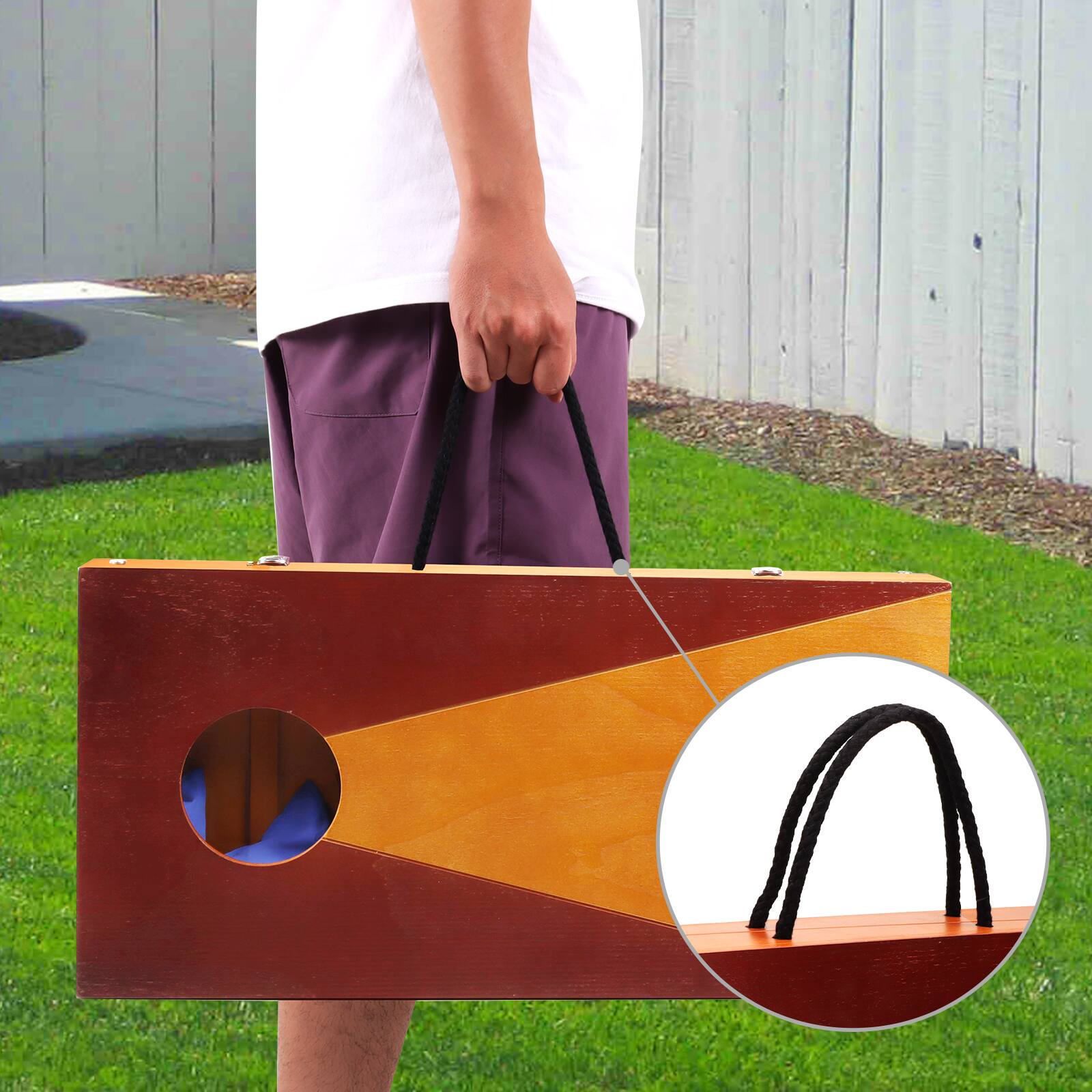 Alt View 1. GSE Games & Sports Expert - 2'x1' Wooden Portable Cornhole Set, Corn Hole Toss Games Set with 2 Wooden Cornhole Boards and 8 Bean Bags.