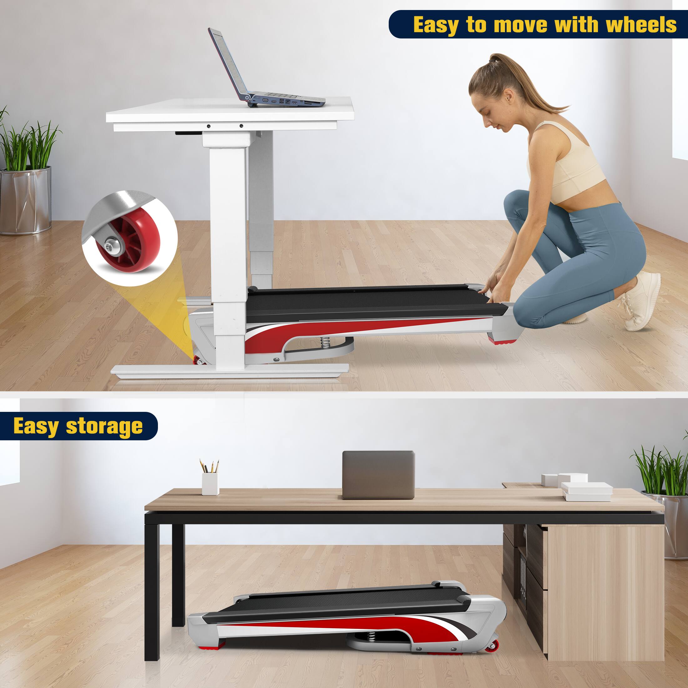 Easy to move with wheels
Easy storage