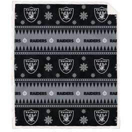Pegasus - Las Vegas Raiders 60'' x 70'' Holiday Gift Wrap Sherpa Flannel Fleece Blanket - Multicolor