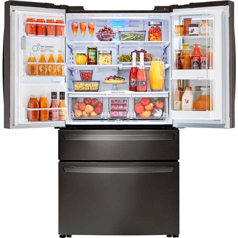 LG 22.5 Cu. Ft. 4-Door French Door-in-Door Counter-Depth Refrigerator with Craft  Ice Black Stainless Steel LRMVC2306D - Best Buy