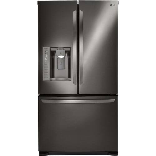 LG - 24.1 Cu. Ft. French Door Refrigerator - Black stainless steel - Larger Front