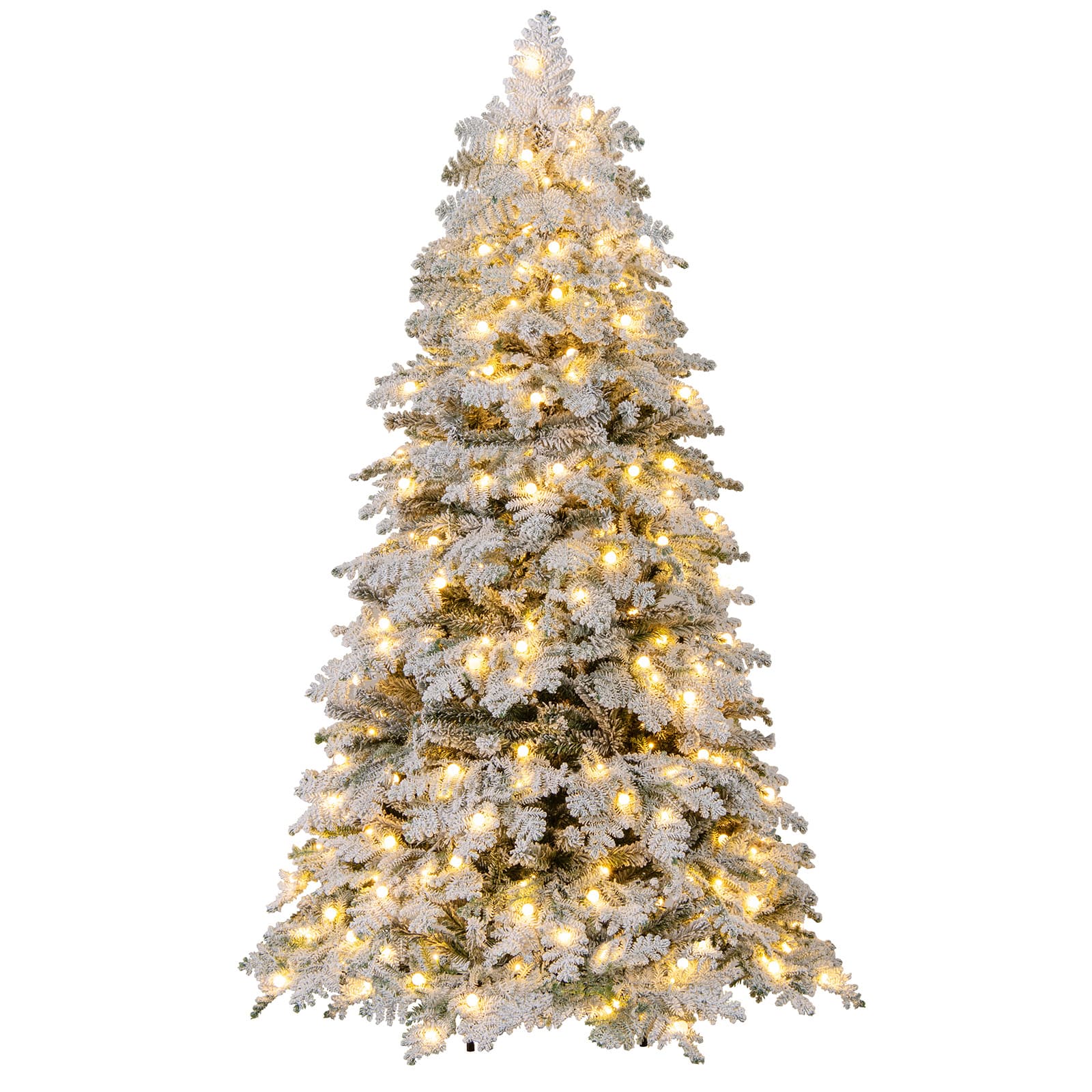 Gymax 5 FT Pre Lit Artificial Christmas Tree Snow Flocked Slim Pencil Christmas Tree Green White - View #8