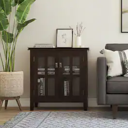 Simpli Home - Artisan Solid Wood 30 inch Wide Contemporary Low Storage Cabinet - Tobacco Brown