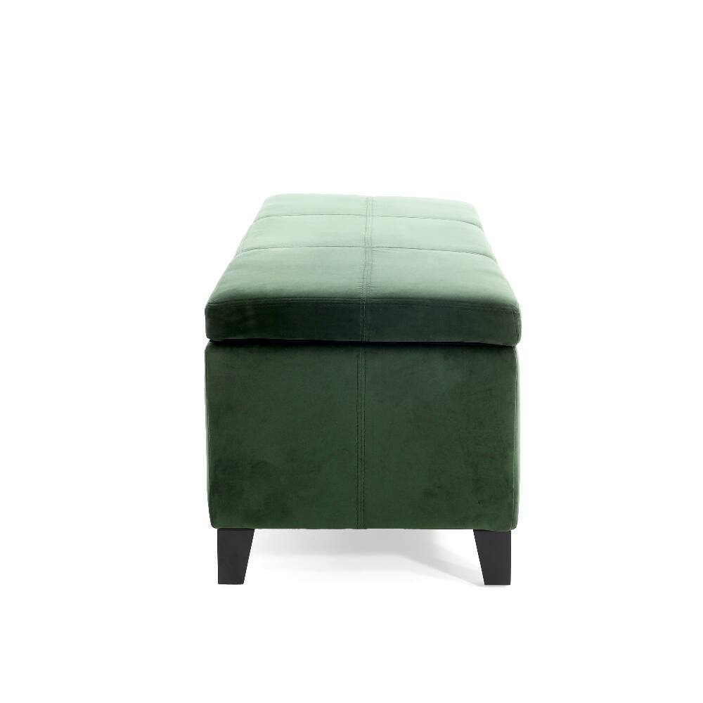 Alt View 4. Ropilly - Ropilly Forest Green Storage Ottoman Bench 51.25 Inch Upholstered Entryway Bench with Hidden Storage 300lbs Capacity - Forest Green.