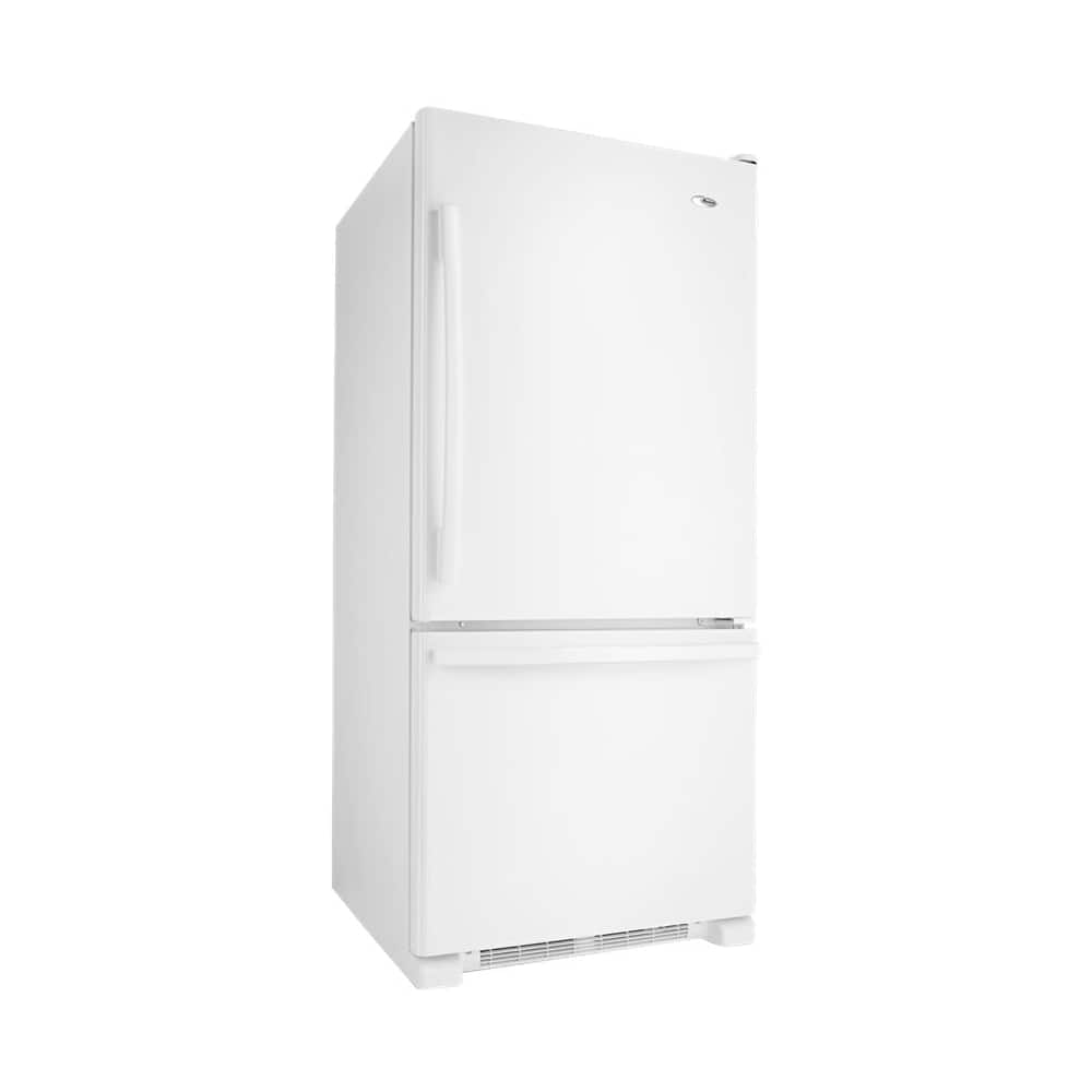 Left. Amana - 18 Cu. Ft. Bottom-Freezer Refrigerator with EasyFreezer Pull-Out Drawer - White.