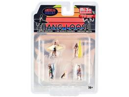 American Diorama - "Hang Loose" 5 piece Diecast Set (4 Surfer Figures and 1 Dog) Limited Edition to 4800 pieces Worldwide for 1/64 Scale - Multi