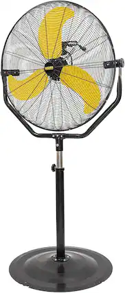 Front. Akoasm - 30" Tilting Pedestal Fan, 7600 CFM High Velocity, 3-Speed 1/3 HP Motor, Adjustable 64-73" for Warehouse & Gym.