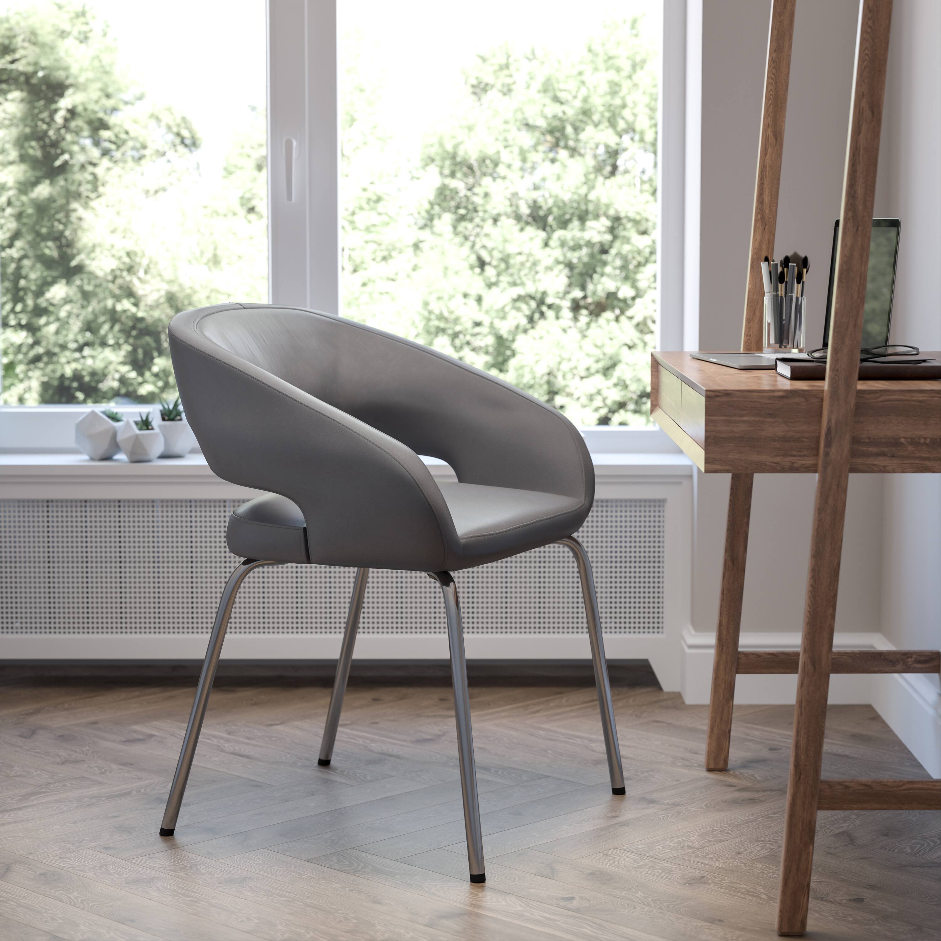 Alt View 3. Emma + Oliver - Contemporary LeatherSoft Side Reception Chair - Gray.
