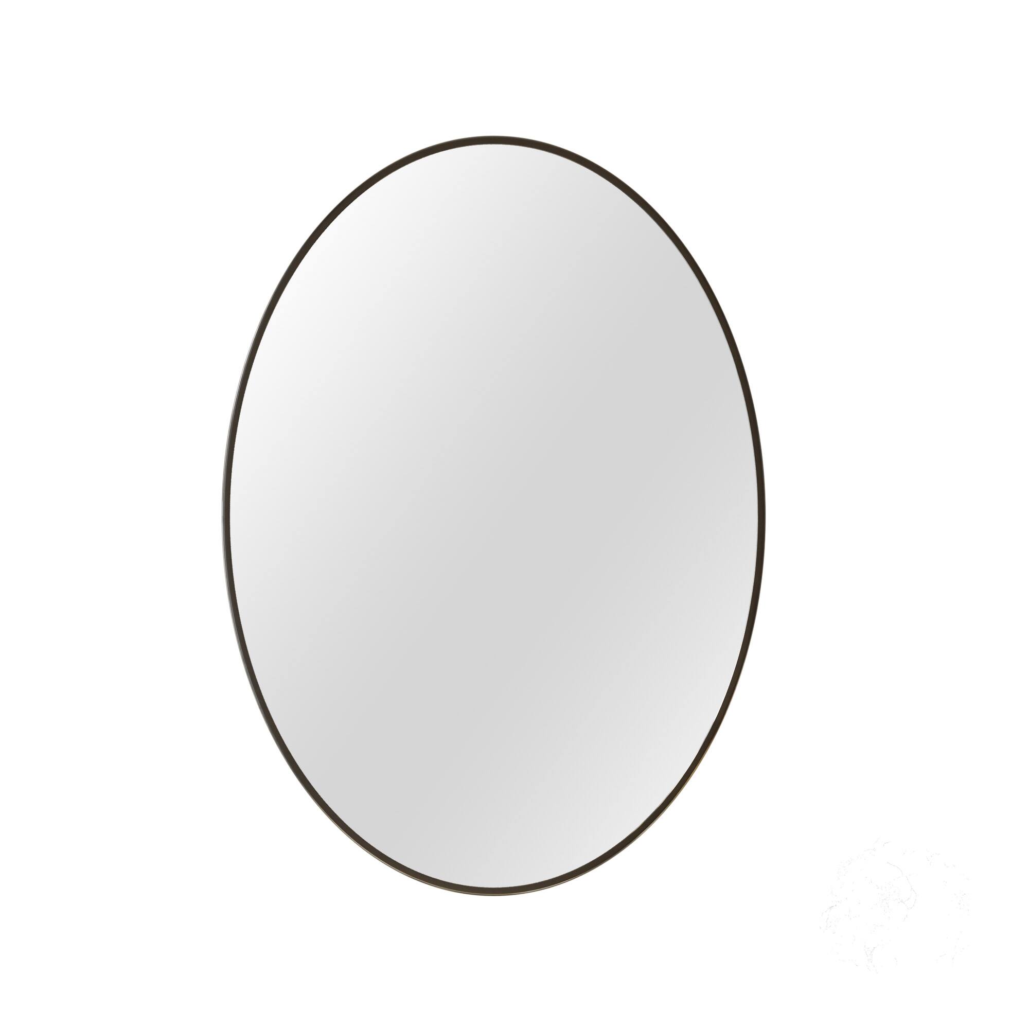 Alt View 2. Easly - Black 24 in. W x 36 in. H Oval Aluminum Alloy Frame Vanity Wall Mirror - Black.