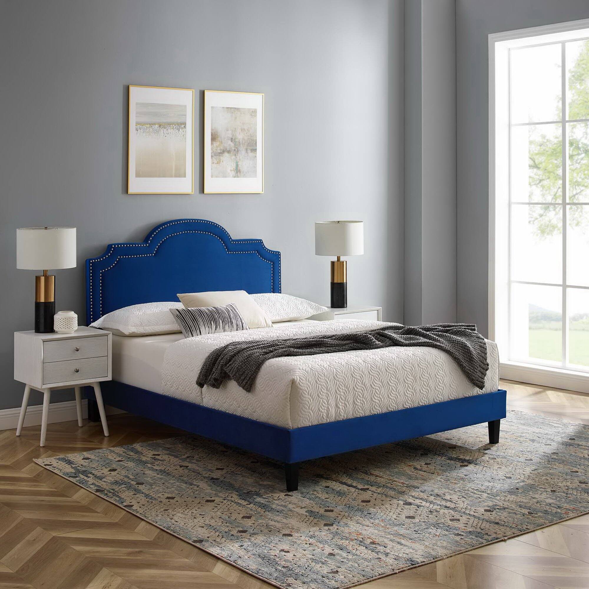 Alt View 5. Modway - Soleil Performance Velvet King Bed - Blue.