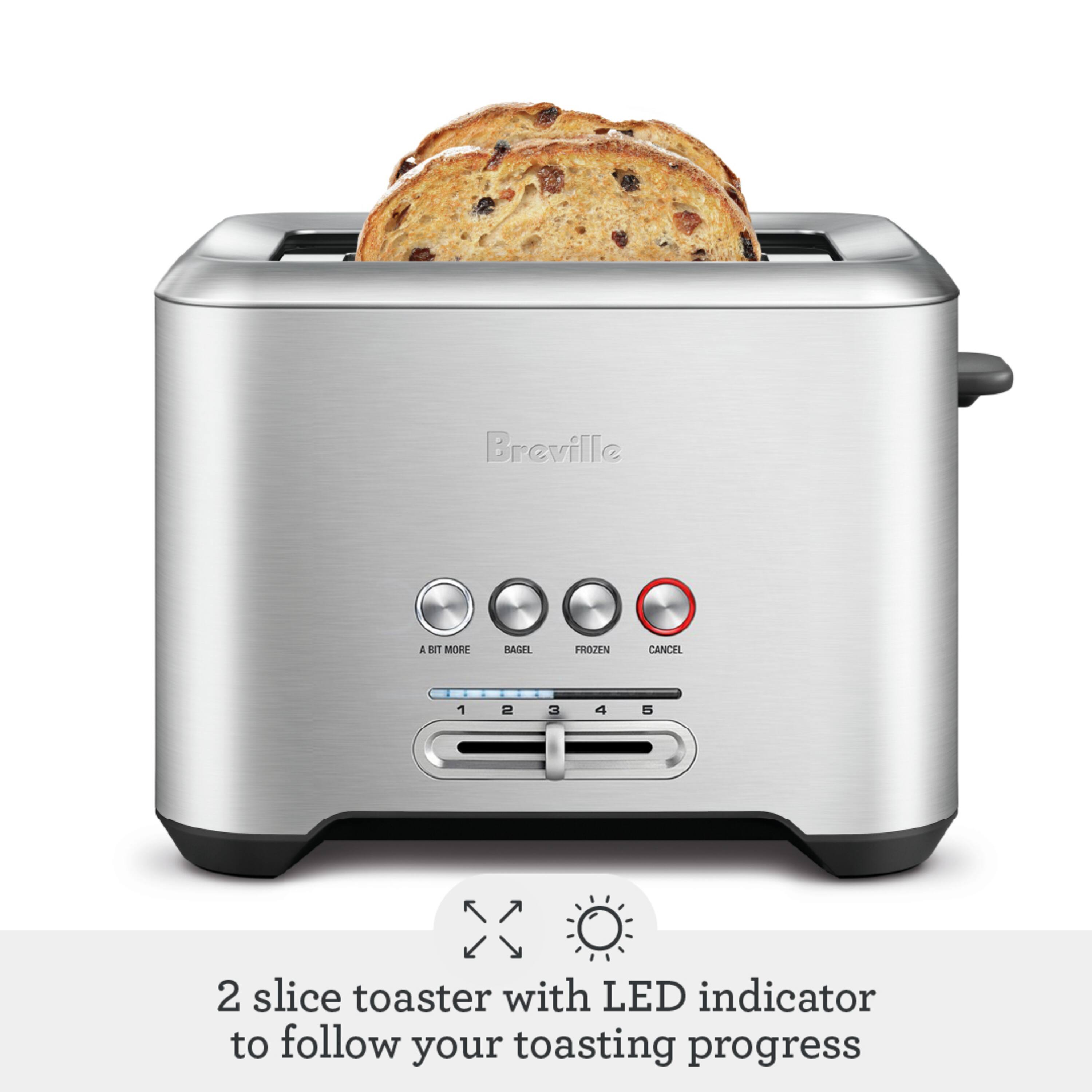 Breville 2 slice toaster with LED indicator to follow your toasting progress