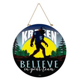 Evergreen Enterprises - Seattle Kraken 18" Bigfoot "Believe in Yourself" Team Logo Wood Round Door Sign - Multicolor