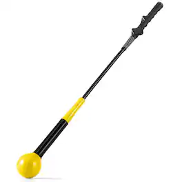 Resenkos - 31.5 Inch Weighted Golf Swing Trainer for Rhythm & Balance - Yellow