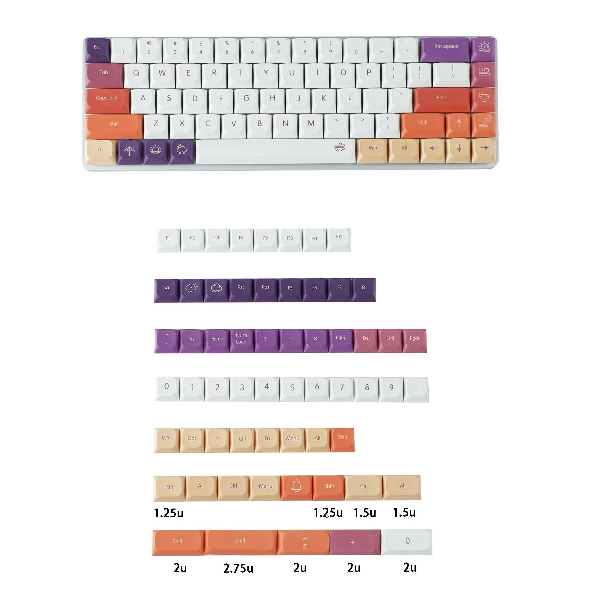 COTTAGE Ultra slim Style Mx Low Profile Dye Sub Pbt Keycaps For 61 64 ...