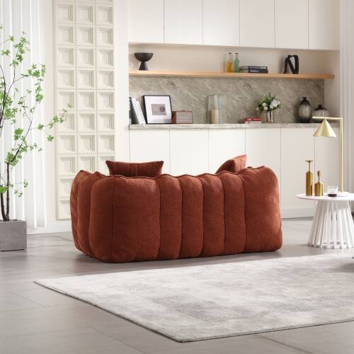 Back. GOODSILO - Premium Two-Person Square Recliner Sofa with High Resilience Foam Core for Ultimate Comfort and Relaxation - Red+Brown.