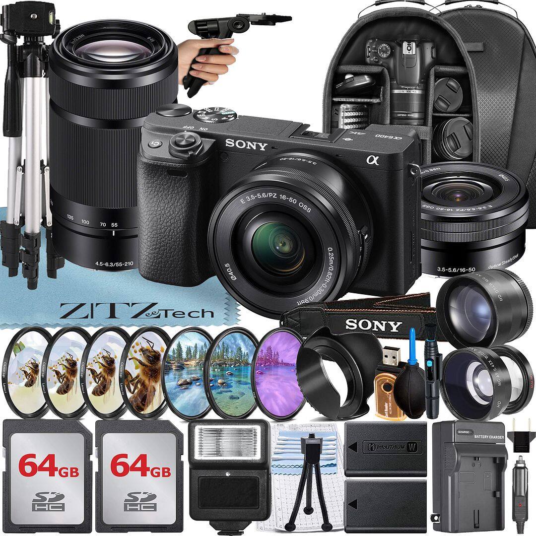 Sony A6400 Mirrorless Camera with 16 50 Lens + 2x 64GB Card + Backpack ...