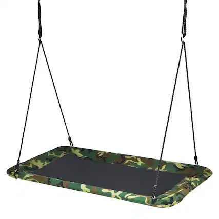 Front. Gymax - Gymax 60'' Kids Giant Tree Rectangle Swing 700 lbs w/ Adjustable Hanging Ropes Camo Green - Camo Green.