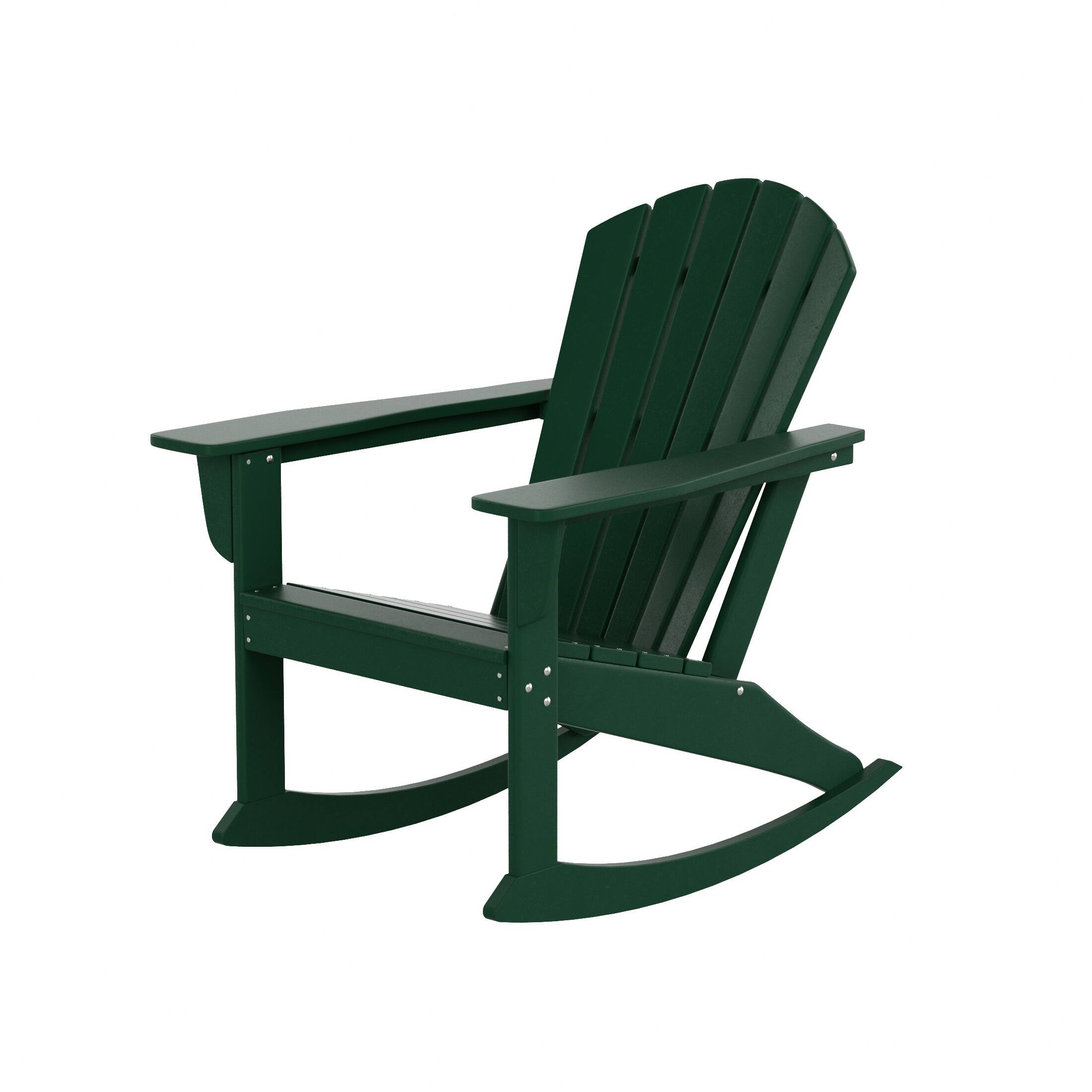 Alt View 3. WestinTrends - WestinTrends Dylan Outdoor Patio Poly Plastic Adirondack Rocking Chair - Dark Green.
