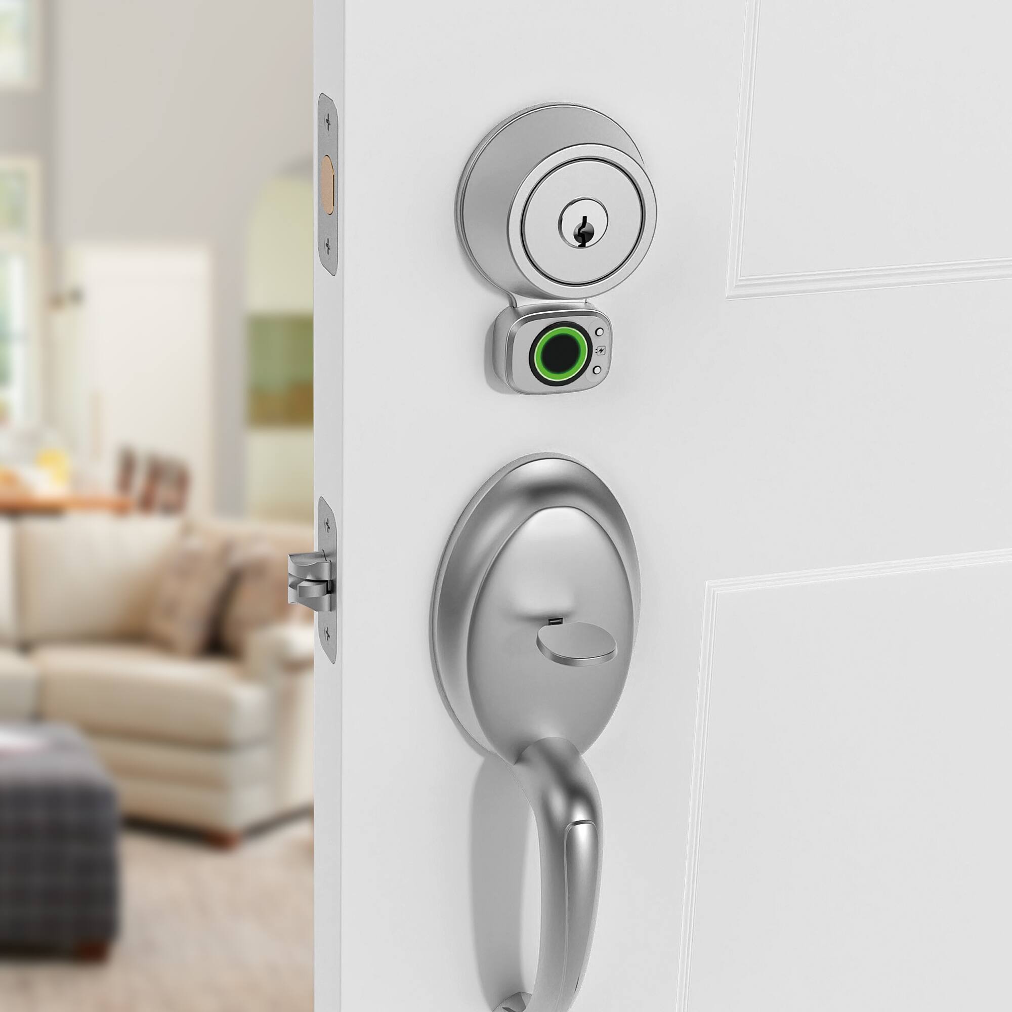 Alt View 16. Lockly - Flex Touch Pro Retrofit Smart Lock - Satin Nickel.