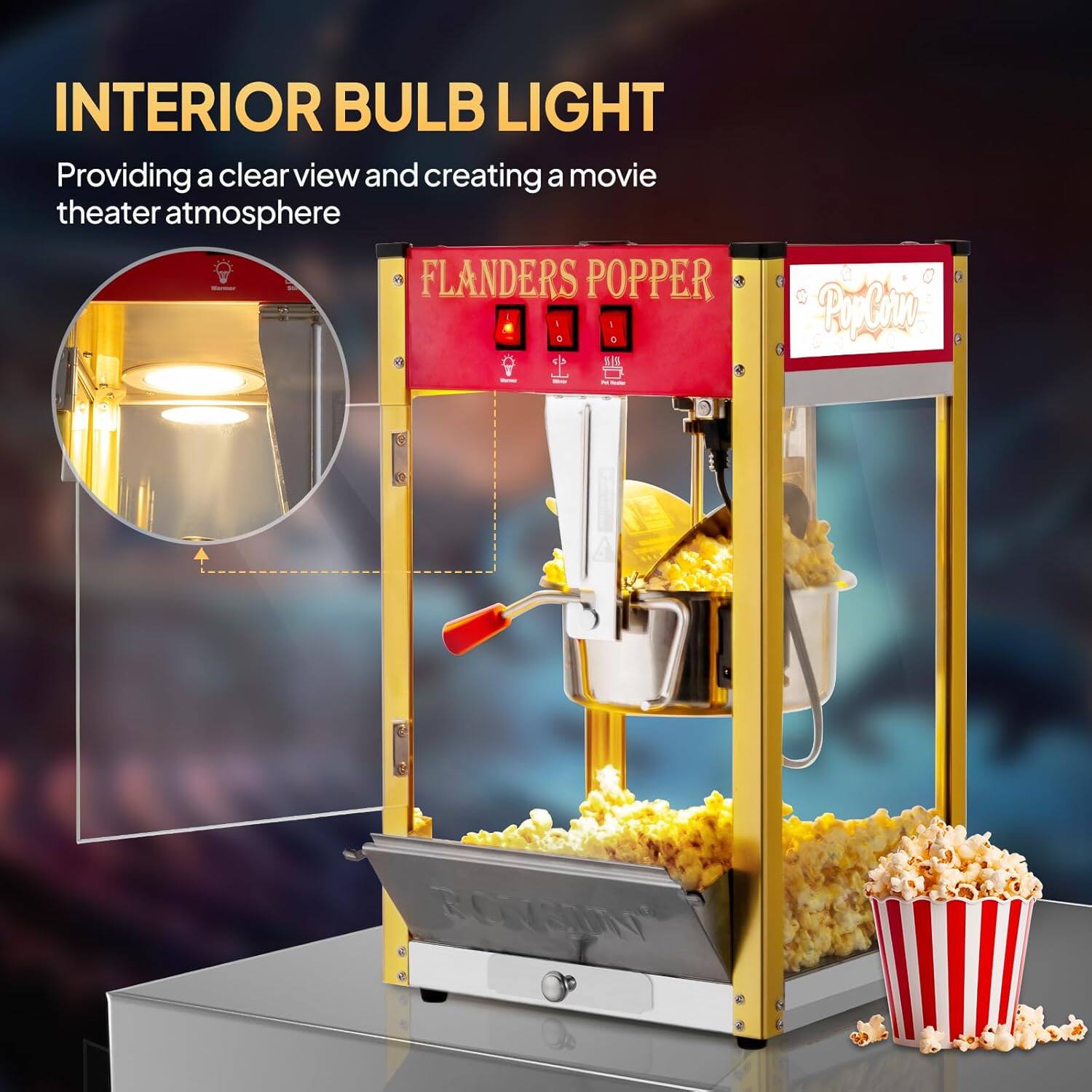 INTERIOR BULB LIGHT  
Providing a clear view and creating a movie theater atmosphere  

FLANDERS POPPER  

PoyChu ROVEN