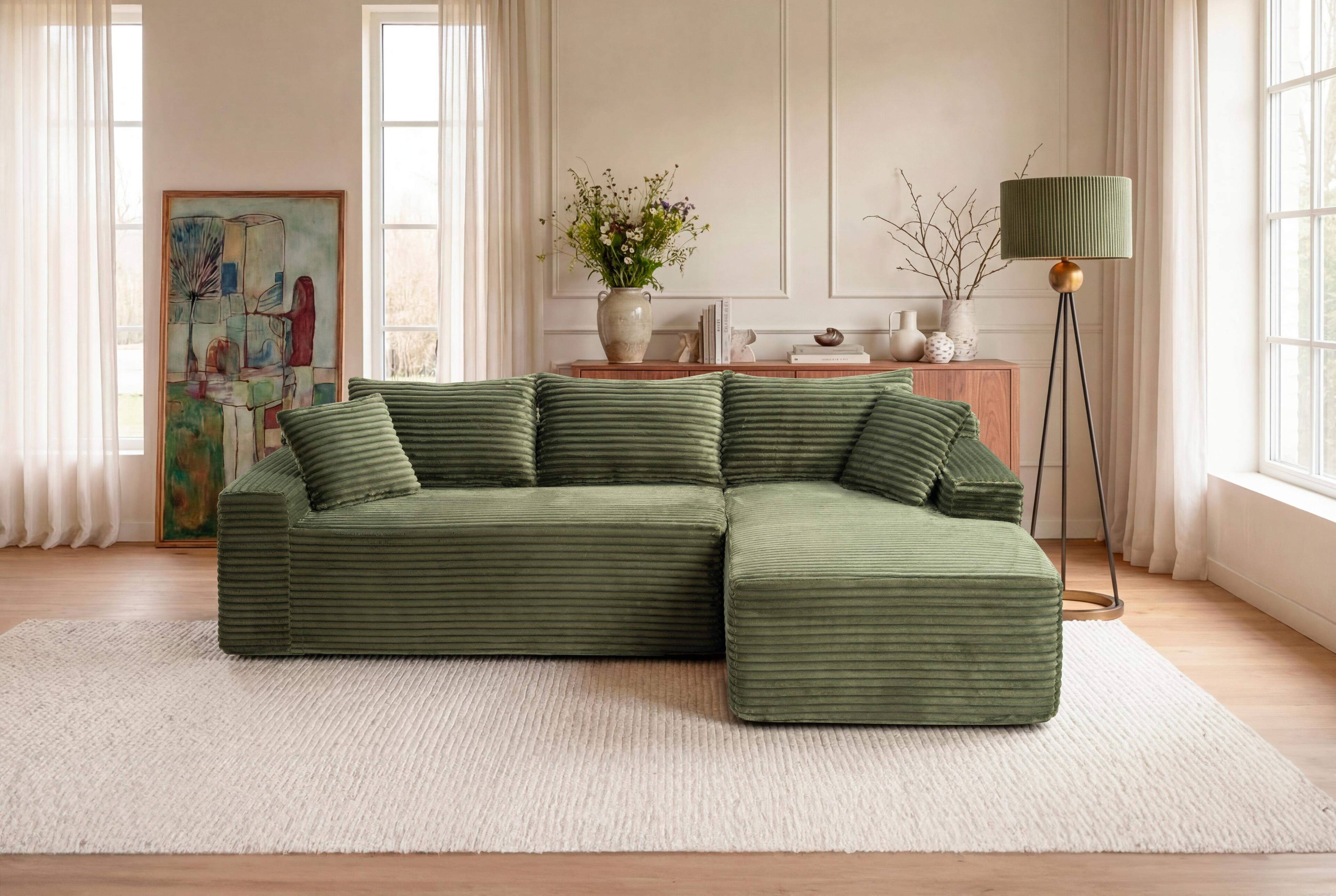 Front. Roomtec - 94.5 inch Cloud Modular Sectional Sofa Couch with LShape ChaiseModern Minimalist Upholstered Couches for Living Room - Green.