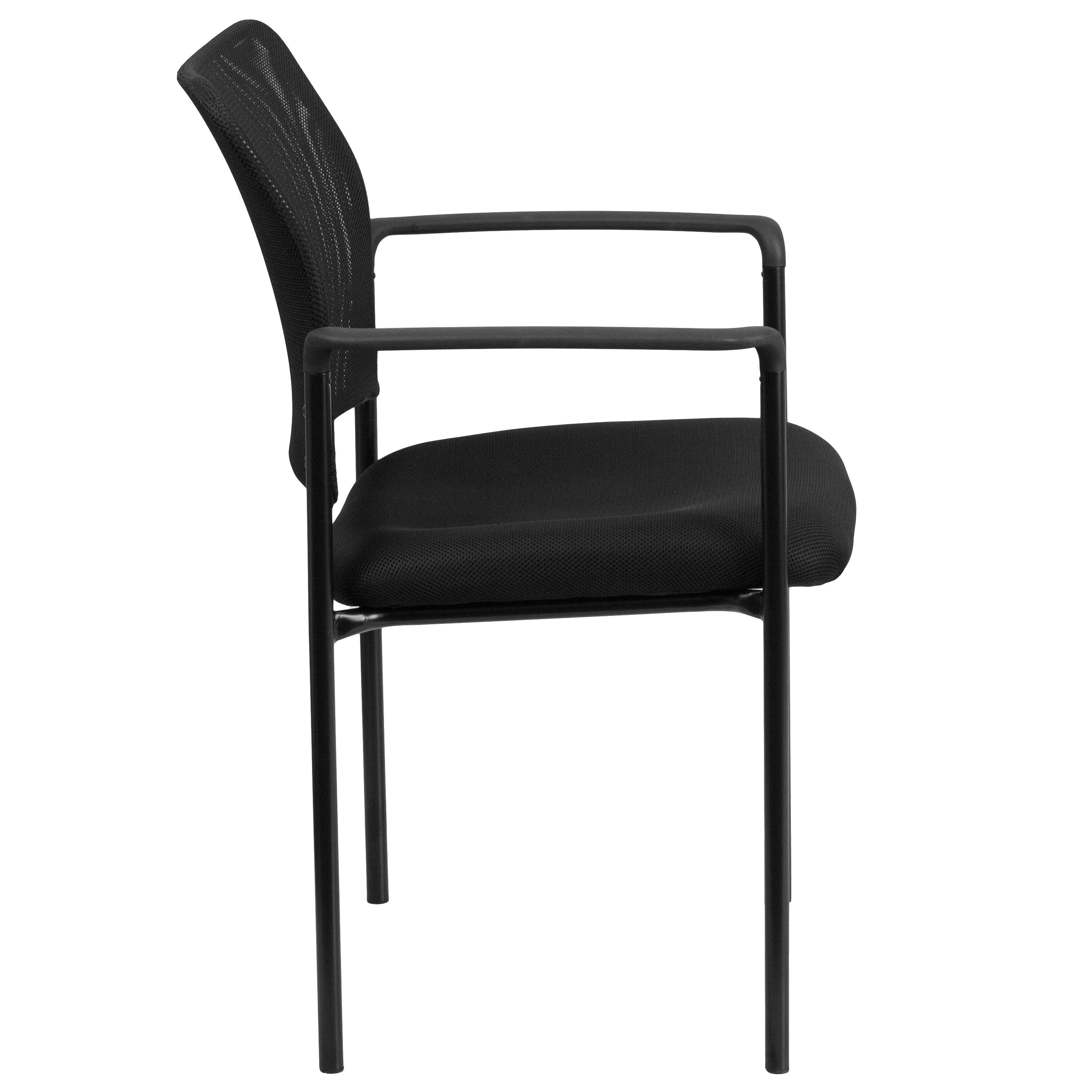 Alt View 6. Emma + Oliver - Mesh Comfortable Stackable Steel Side Chair with Arms - Black.