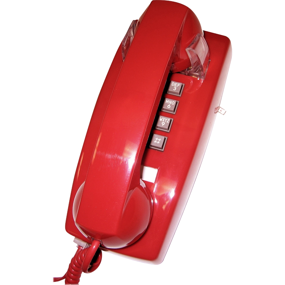 Red Cortelco ITT Wall Mount Push Button Phone Vintage  Made in USA 