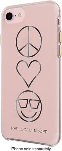 Incipio - Rebecca Minkoff Double Up Protection Case for Apple® iPhone® 7 - Peace, Love, Happiness Clear/Rose Gold/Black Foil - Larger Front