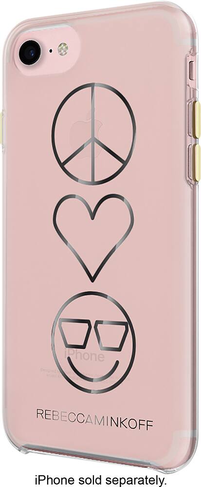 Front. Incipio - Rebecca Minkoff Double Up Protection Case for Apple® iPhone® 7 - Peace, Love, Happiness Clear/Rose Gold/Black Foil.