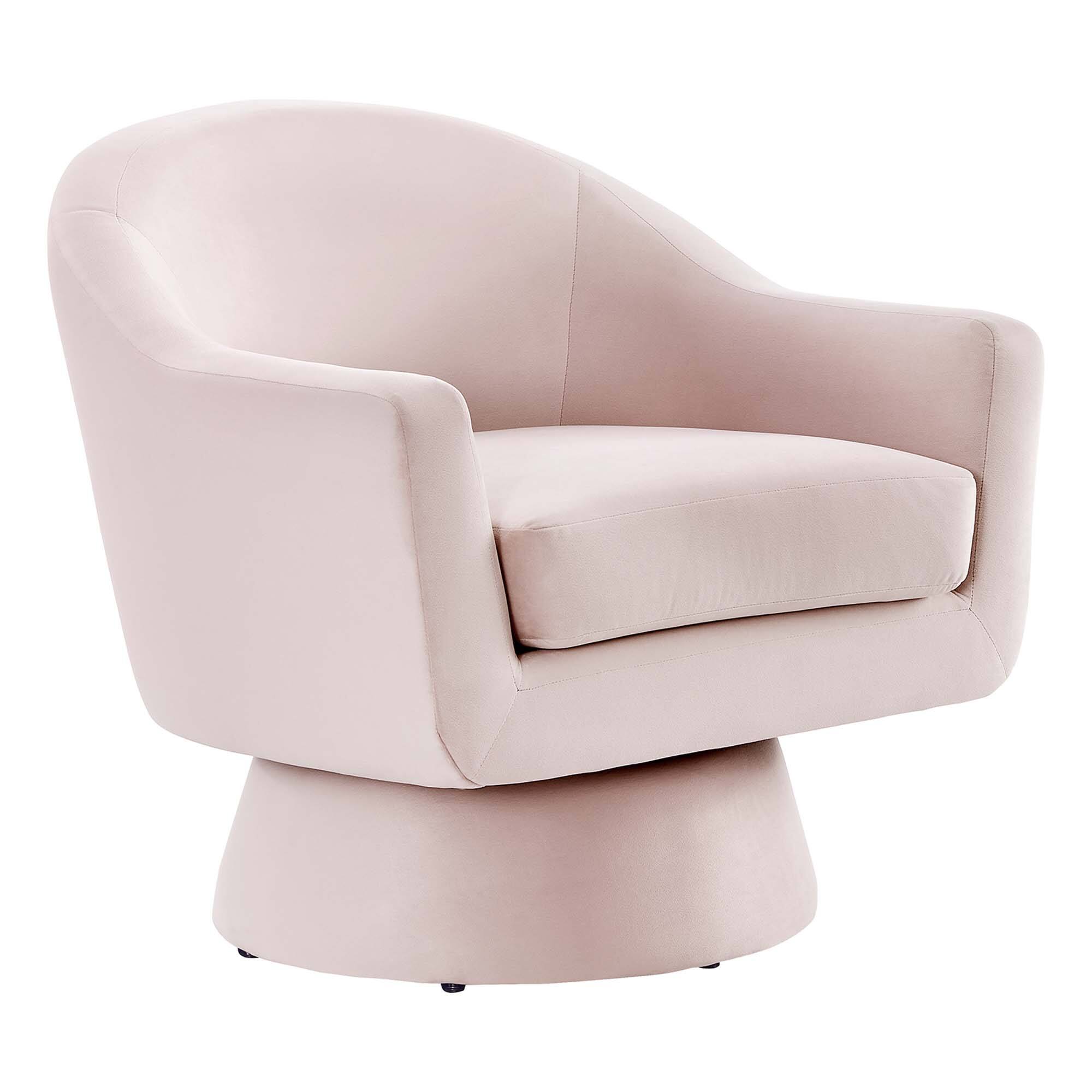 Angle. Modway - Astral Performance Velvet Fabric and Wood Swivel Chair by Modway - Pink.