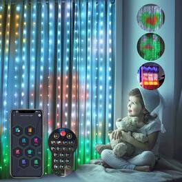 VEGA AUTOMOTIVE - Colorful Smart Window Hanging Curtain Lights Ip65 400 Rgb App Control Diy Text And Pattern Fairy For Proposal - 6.5ft*6.5ft(400 Led)