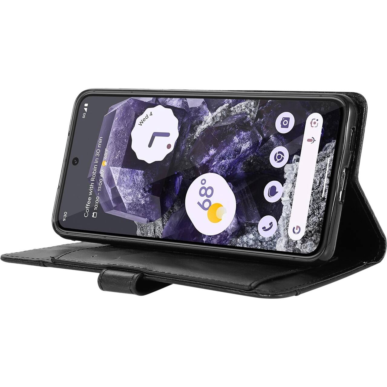 Alt View 15. SaharaCase - Leather Folio Wallet Case for Google Pixel 8 - Black.