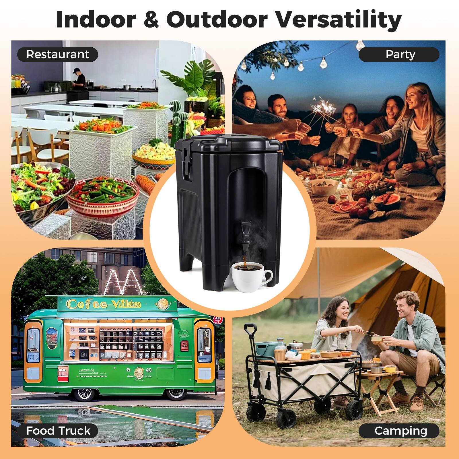 Indoor & Outdoor Versatility

Restaurant  
Party  
Food Truck  
Camping