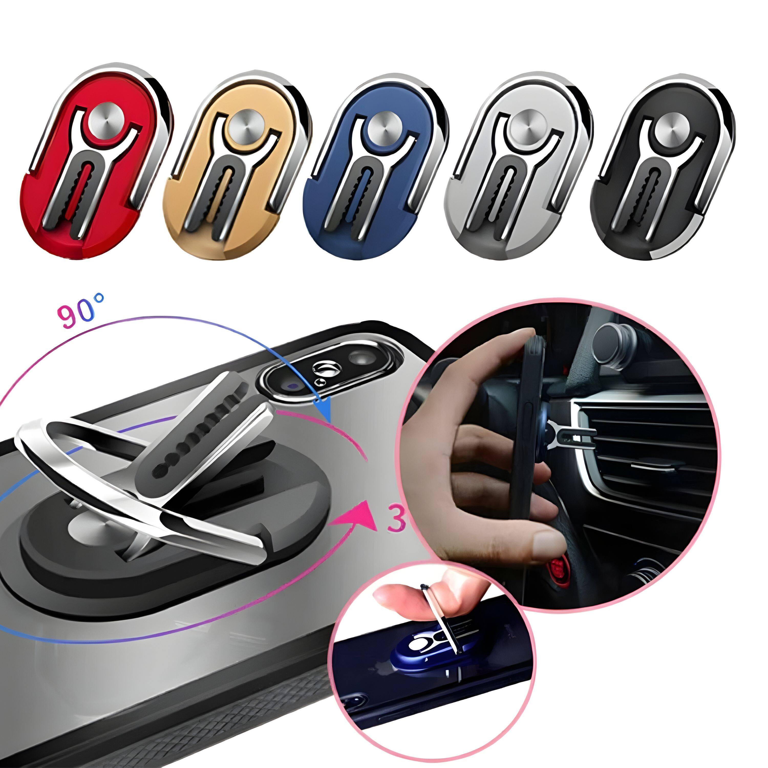 Left. Kitcheniva - Rotating Mobile Phone Bracket 360° Ring Holder Silver - Silver.