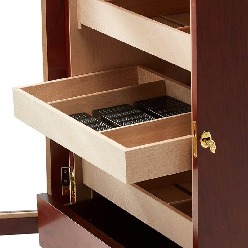 Alt View 1. Prestige - Belmont Standing Cigar Humidor Cabinet - Dark Teak Finish.