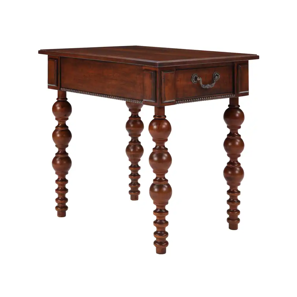 Alt View 2. Lirago - Walnut  Solid Wood End Table with Drawer Vintage Narrow 4 Leg Side Table for Living Room 23"H x 18"D x 24"W - Walnut.